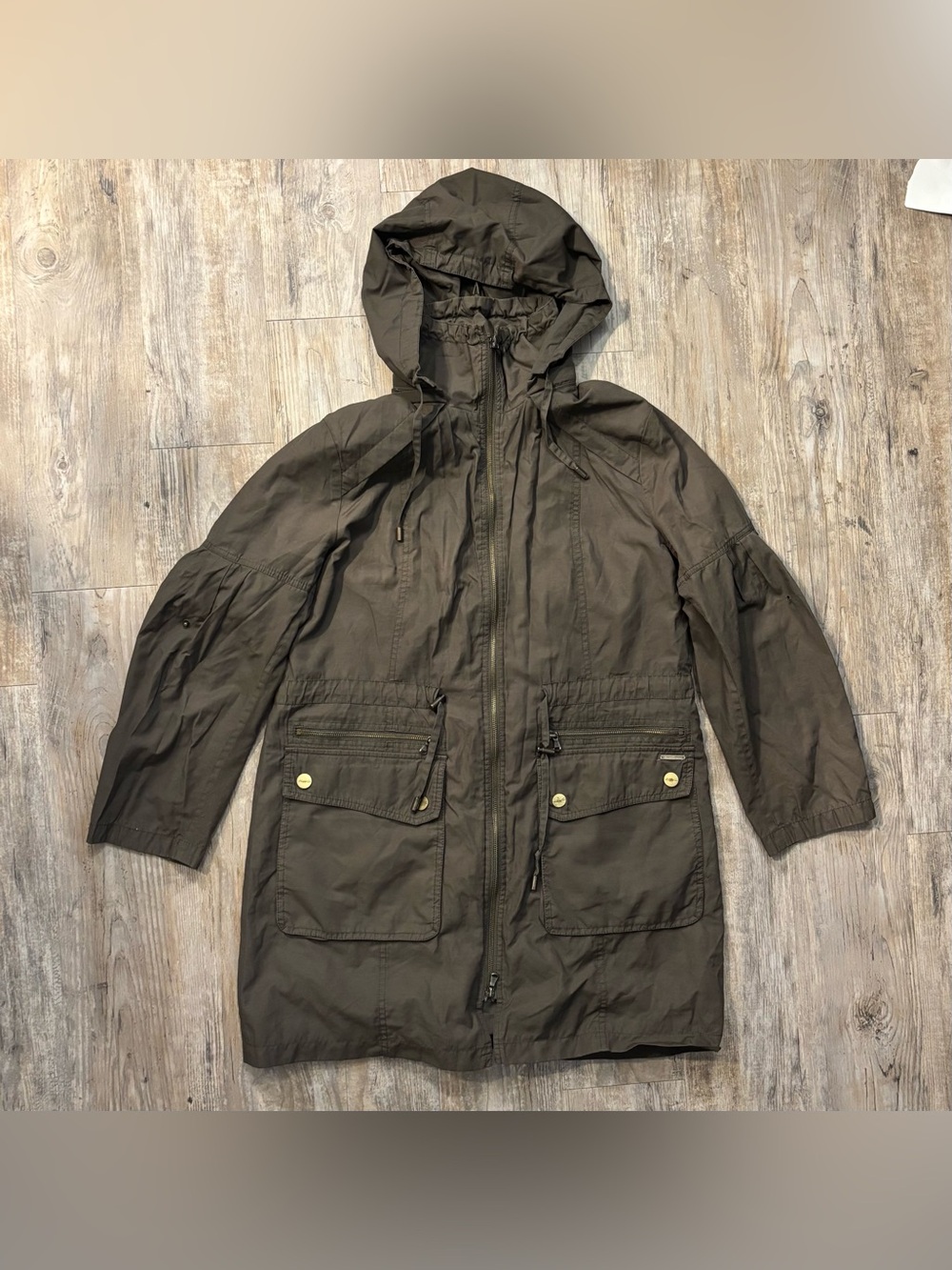 Kenneth Cole Parka Jacket (Large) Army, Olive Green, Gold